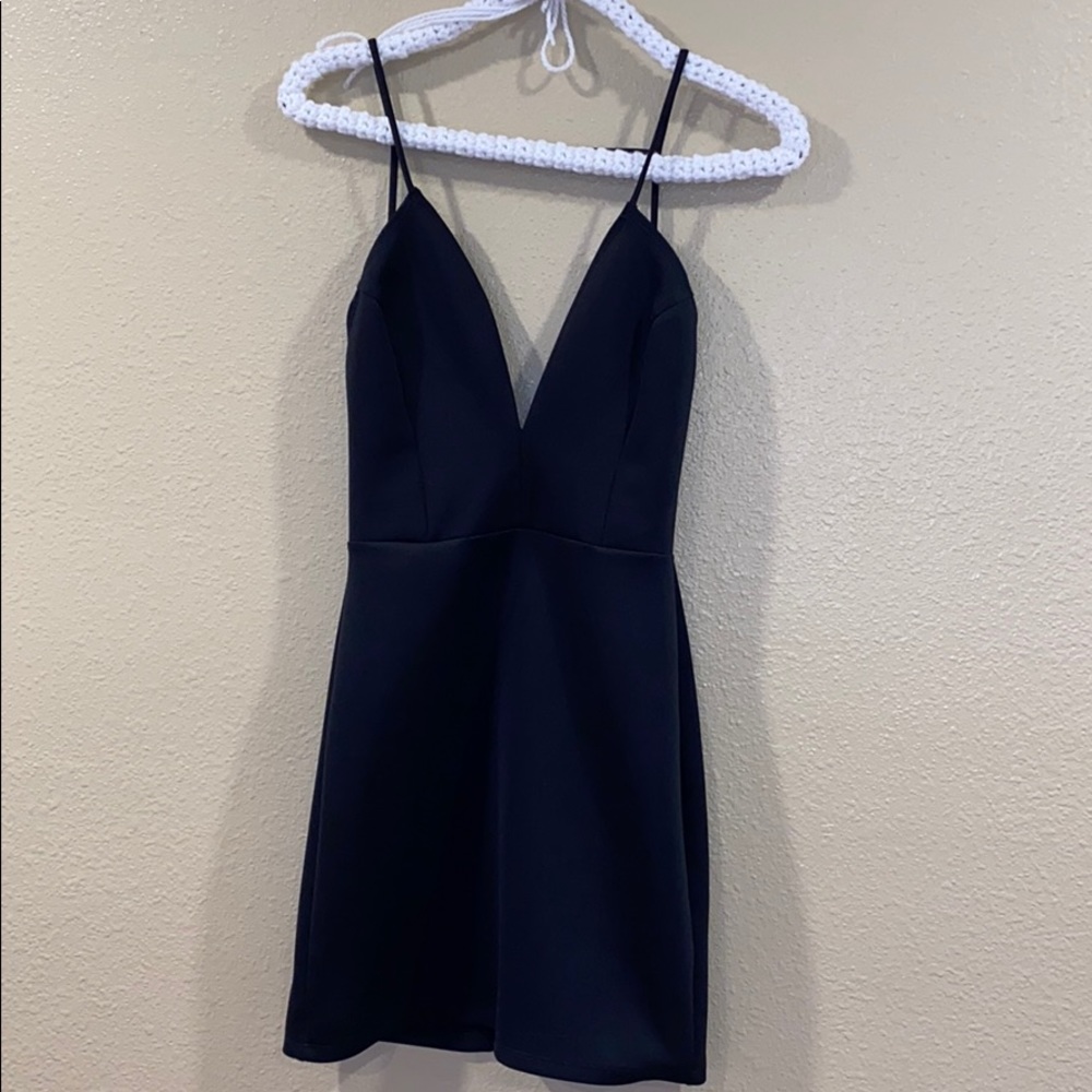 Black low cut cocktail dress